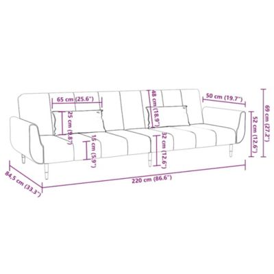 2-Seater Sofa Bed with Two Pillows Black Velvet