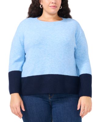 Vince Camuto - Plus Size Colorblocked Crewneck Sweater