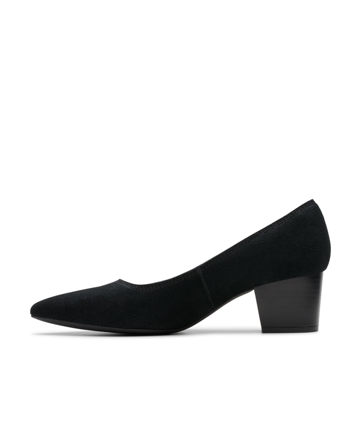 Clarks Teresa Step Womens Suede Pointed Toe Block Heels In Black Suede