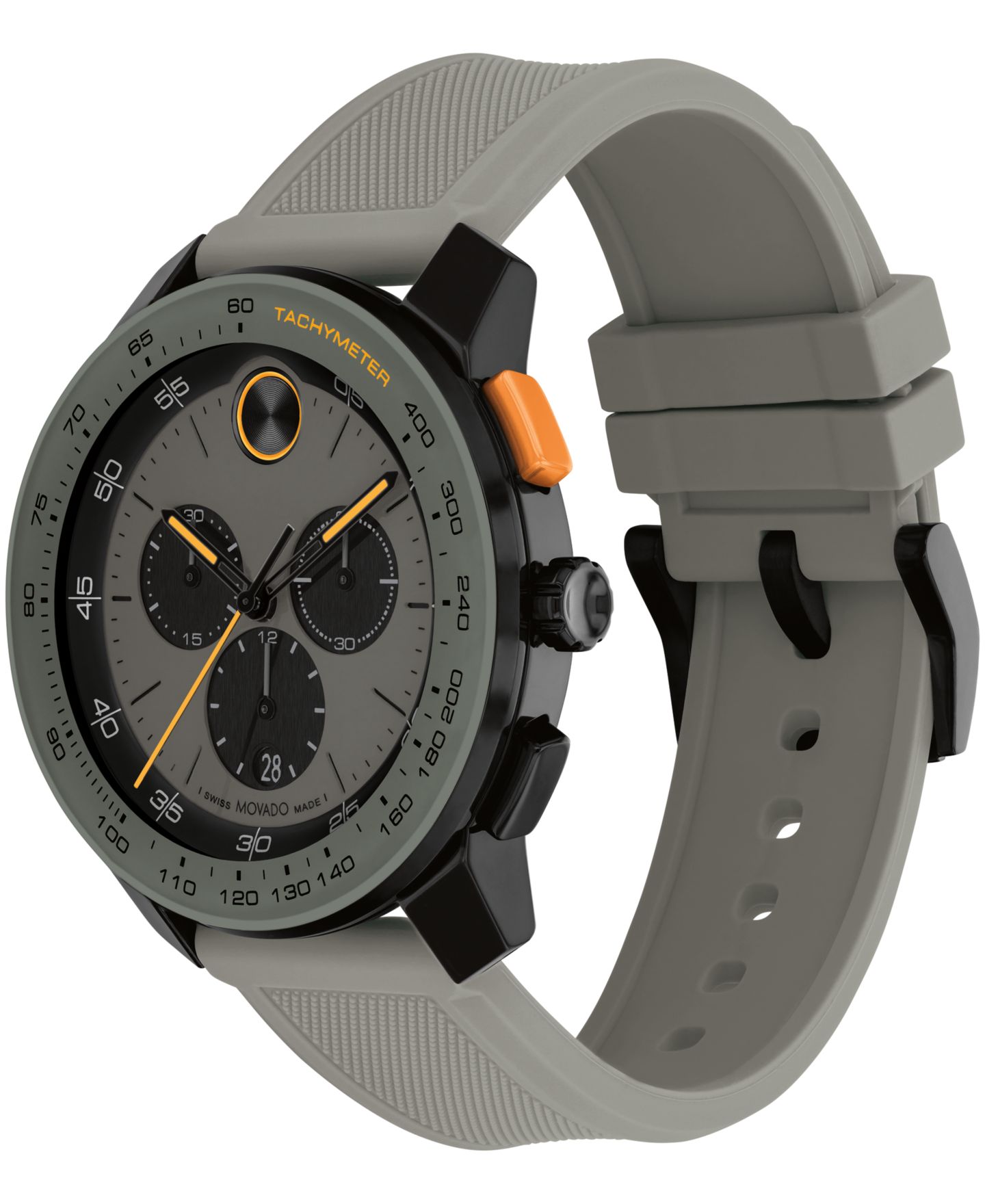 Мужские часы Movado Bold Tr90 Swiss Quartz Chrono Gray Silicone Watch 43.50mm — фото 2