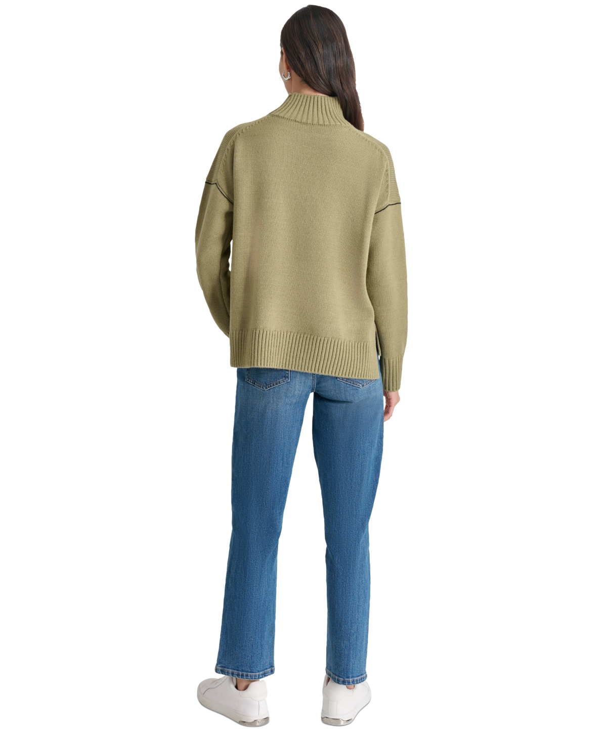 Dkny Jeans Women's Intarsia Logo Turtleneck Sweater -BLK