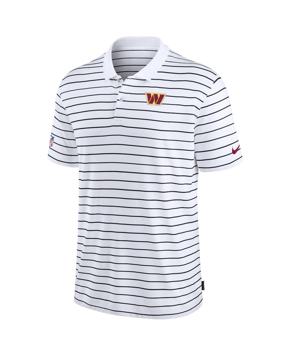Nike Men's White/black Washington Commanders Sideline Lock Up Victory Performance Polo In White,black