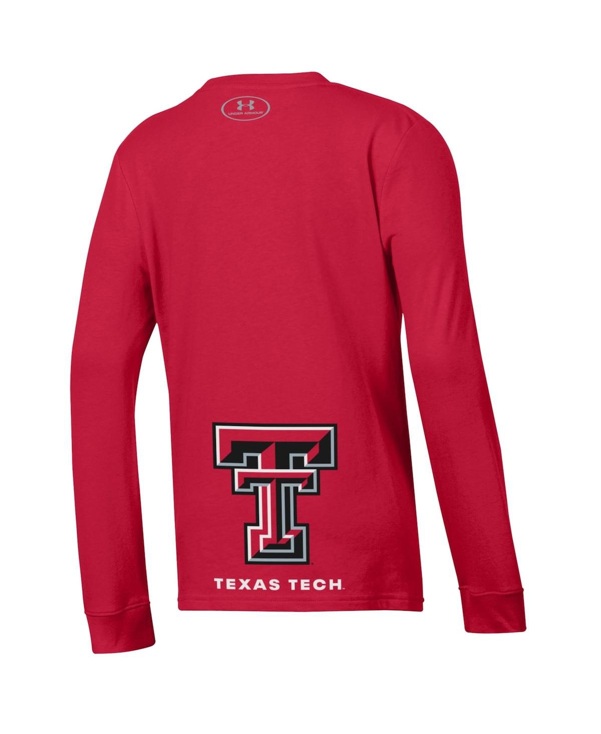Under Armour Big Boys and GirlsTexas TechRaiders 2024 On-Court Bench Unity Performance Long Sleeve T-Shirt - Red