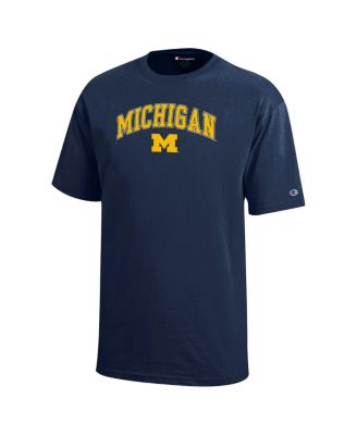 Big Boys and Girls Navy Michigan Wolverines Arch Over Logo T-Shirt