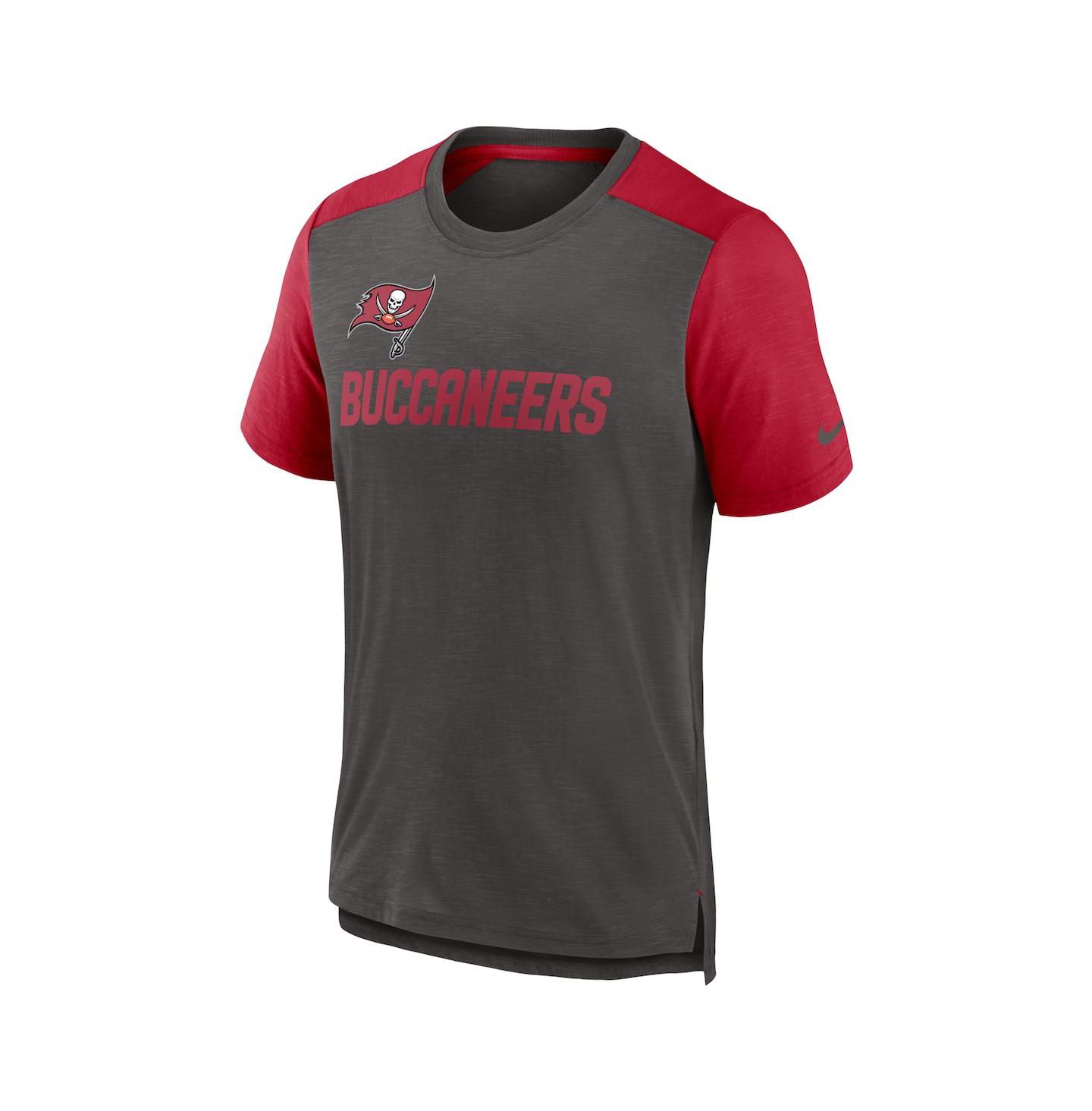 Мужская футболка Nike Heathered Pewter/Heathered Red Tampa Bay Buccaneers Color Block Team Name — фото 2