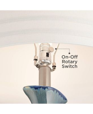 Annette Coastal Table Lamp 38" Tall Blue Ceramic Drip Vase Off White Oval Shade for Bedroom Living Room Bedside Nightstand Office