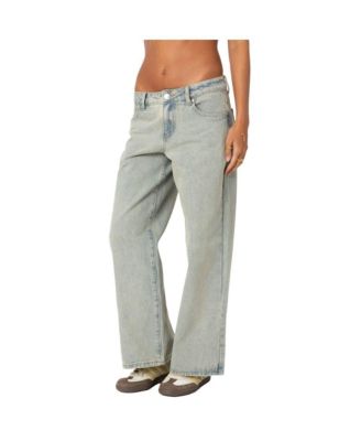 Womens Petite Magda Low Rise Acid Wash Jeans