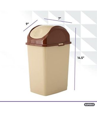 Small 2.5 Gallon Plastic Trash Can with Swing Top Lid