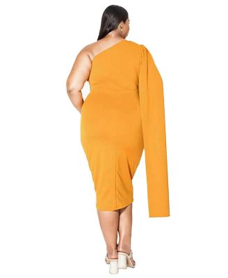 Plus Size Spade One Shoulder Cape Dress