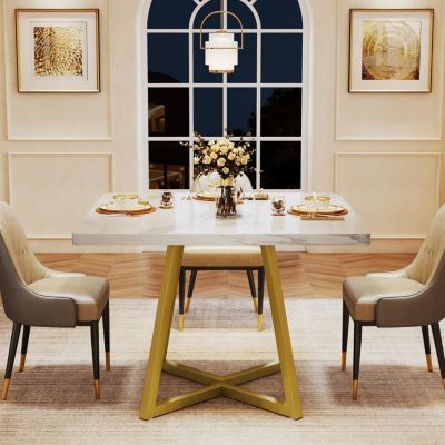 Square Dining Table for 4, 31.5" Industrial Dinner Table with Metal Base, Wood Kitchen Table for Dining Room, Small Space, Apartment