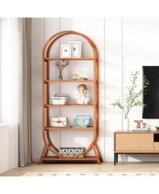 5-Tier Tall Arched Freestanding Bookshelf Display Rack Shelving Unit for Office, Bedroom, or Living Room (1PC)