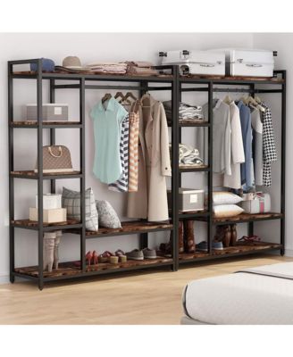Free-standing Closet Organizer, Heavy Duty Clothes Closet, Portable Garment Rack with 6 Shelves and Hanging rod