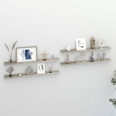 Wall Shelf Set of 4 Concrete Grey MDF 39.4x3.5x1.2 in