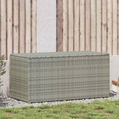 Patio Storage Box Poly Rattan 39.4&amp;#x22;x19.7&amp;#x22;x19.7&amp;#x22; Gray