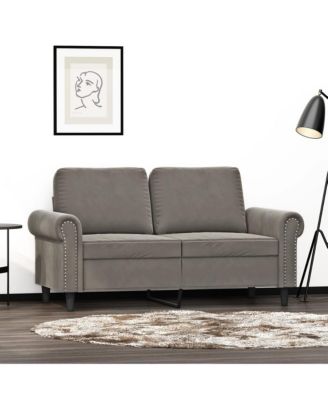 2-Seater Sofa Light Gray 47.2" Velvet