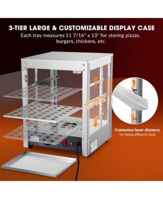 WeChef 15" Commercial Countertop Food 3-Tier Pizza Warmer with LED Adjustable Lighting Food Heater Display Case Stainless Steel for Buffet Restaurant Pizza Display Case