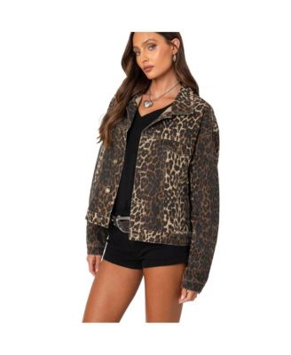 Women's Leopard Print Denim Jacket