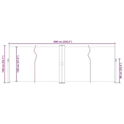 Side Awning Anthracite Polyester with PU coating 55.1x236.2 in