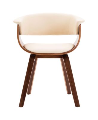 Dining Chair Cream Bent Wood and Faux Leather