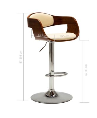 Bar Stool Cream Bent Wood and Faux Leather