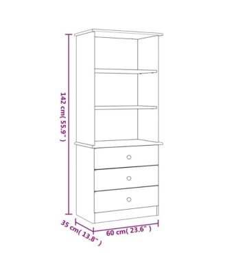 Bookcase Natural Solid Pine Wood 23.6 x 13.8 x 55.9 in Bookcase