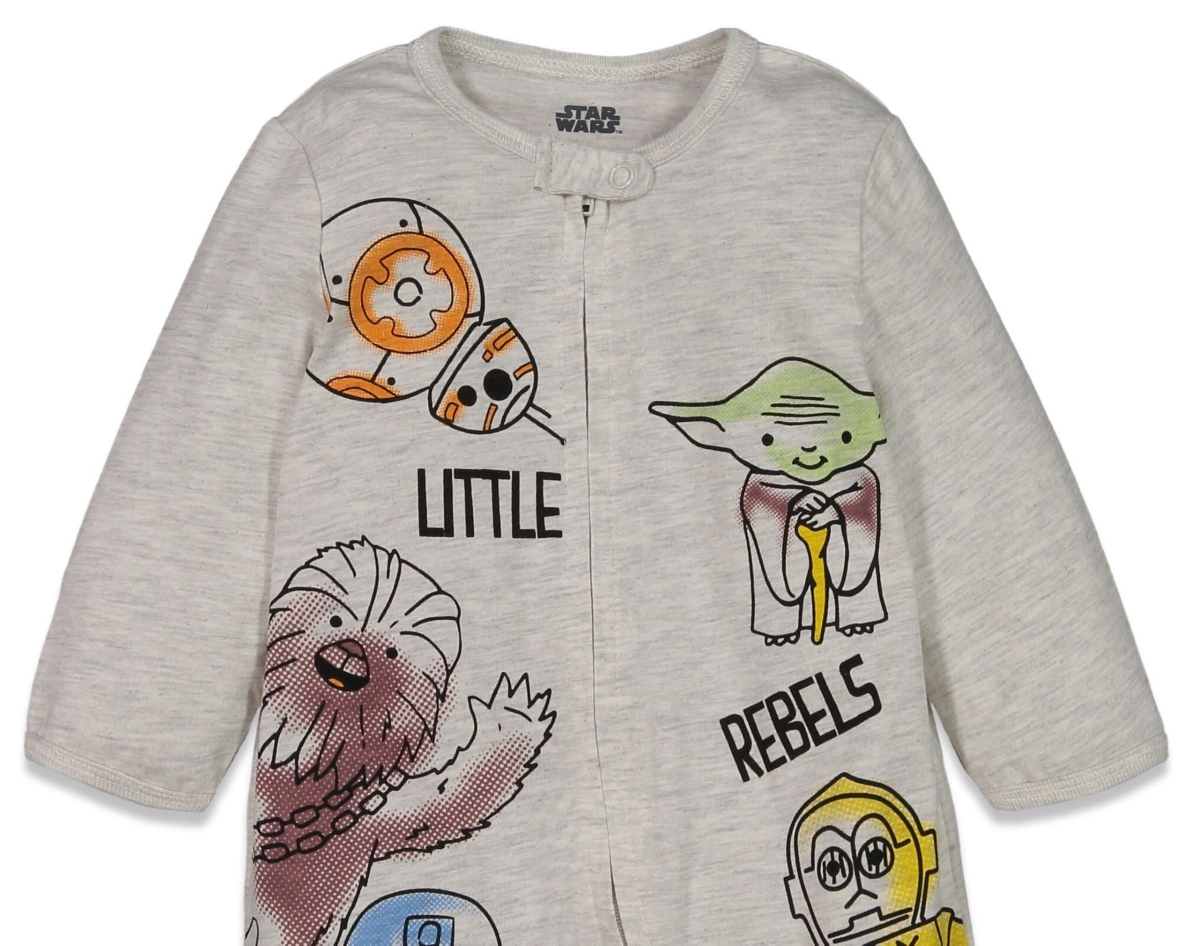 Starwars Baby Boys Star Wars Chewbacca R2- D2 Darth Vader Stormtrooper Baby 2 Pack Zip Up Long Sleeve Sleep N' Play Coveralls Newborn to - Little rebe