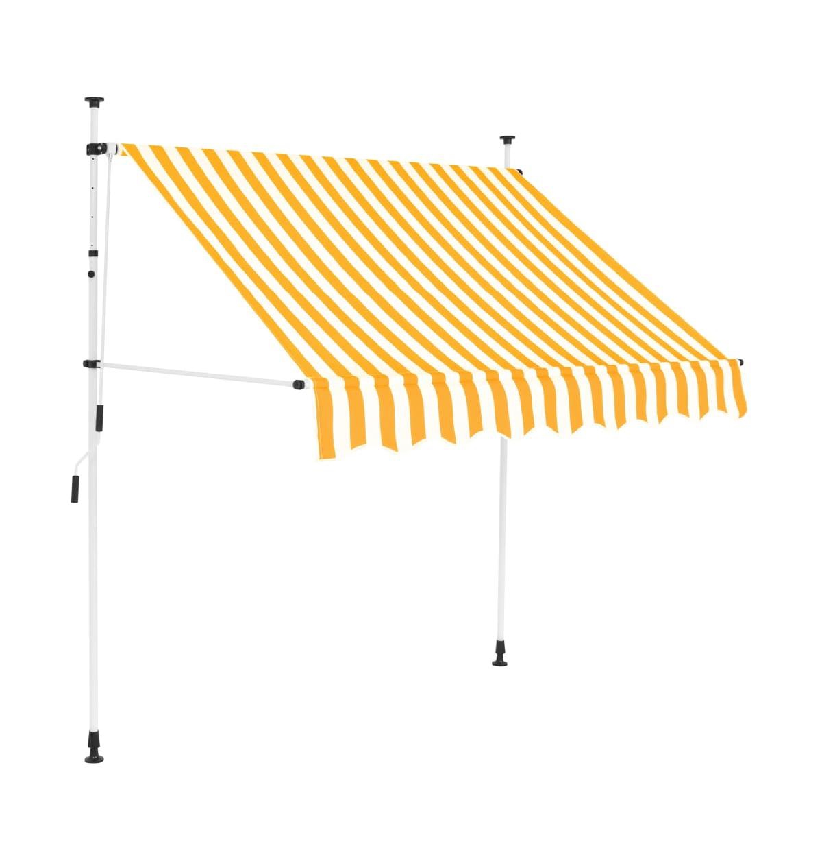 Manual Retractable Awning 59" Orange and White Stripes - Orange