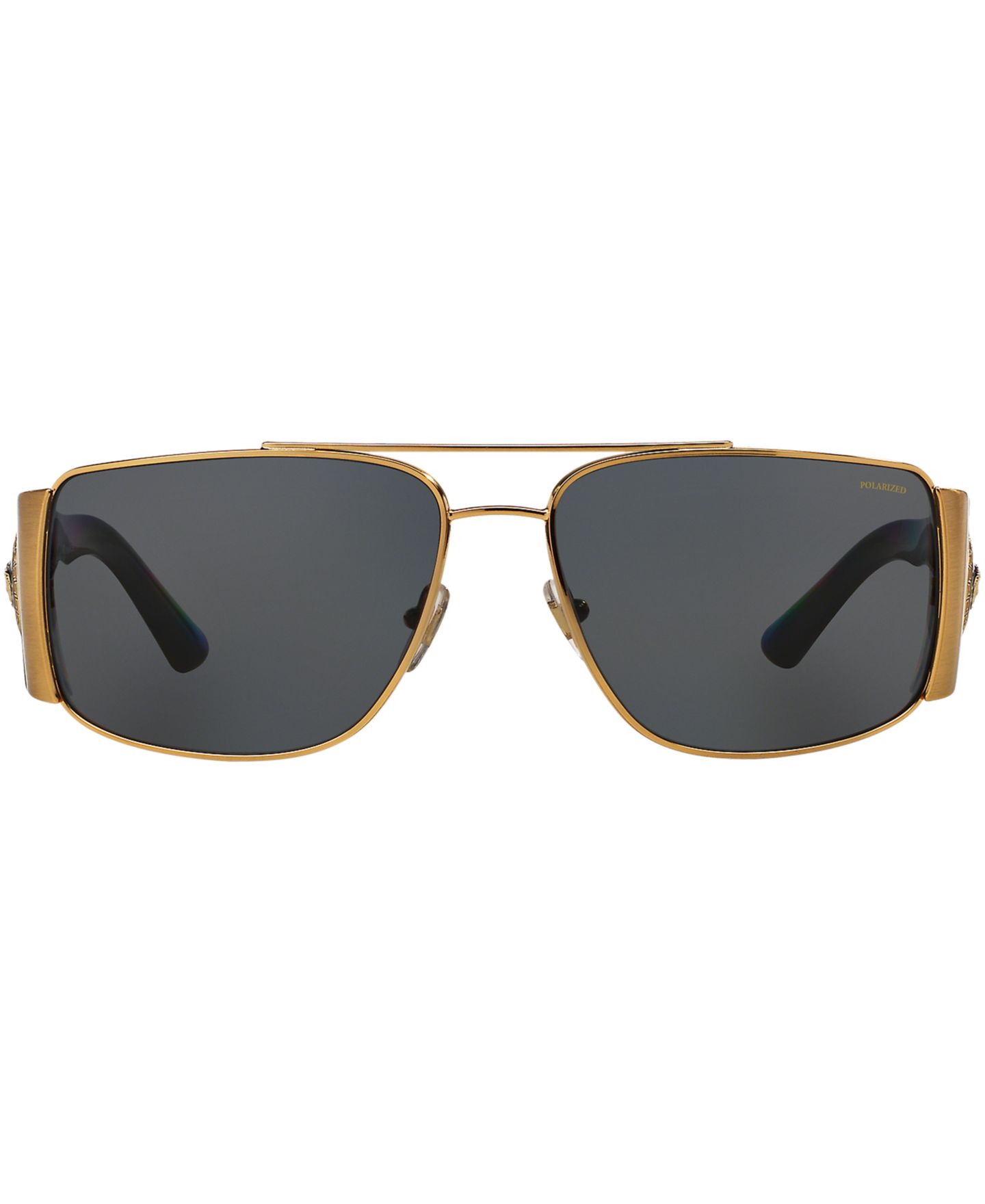 Женские солнцезащитные очки Versace Polarized Sunglasses, VE2163, цвет: Золотой чёрный / Серый — фото 2