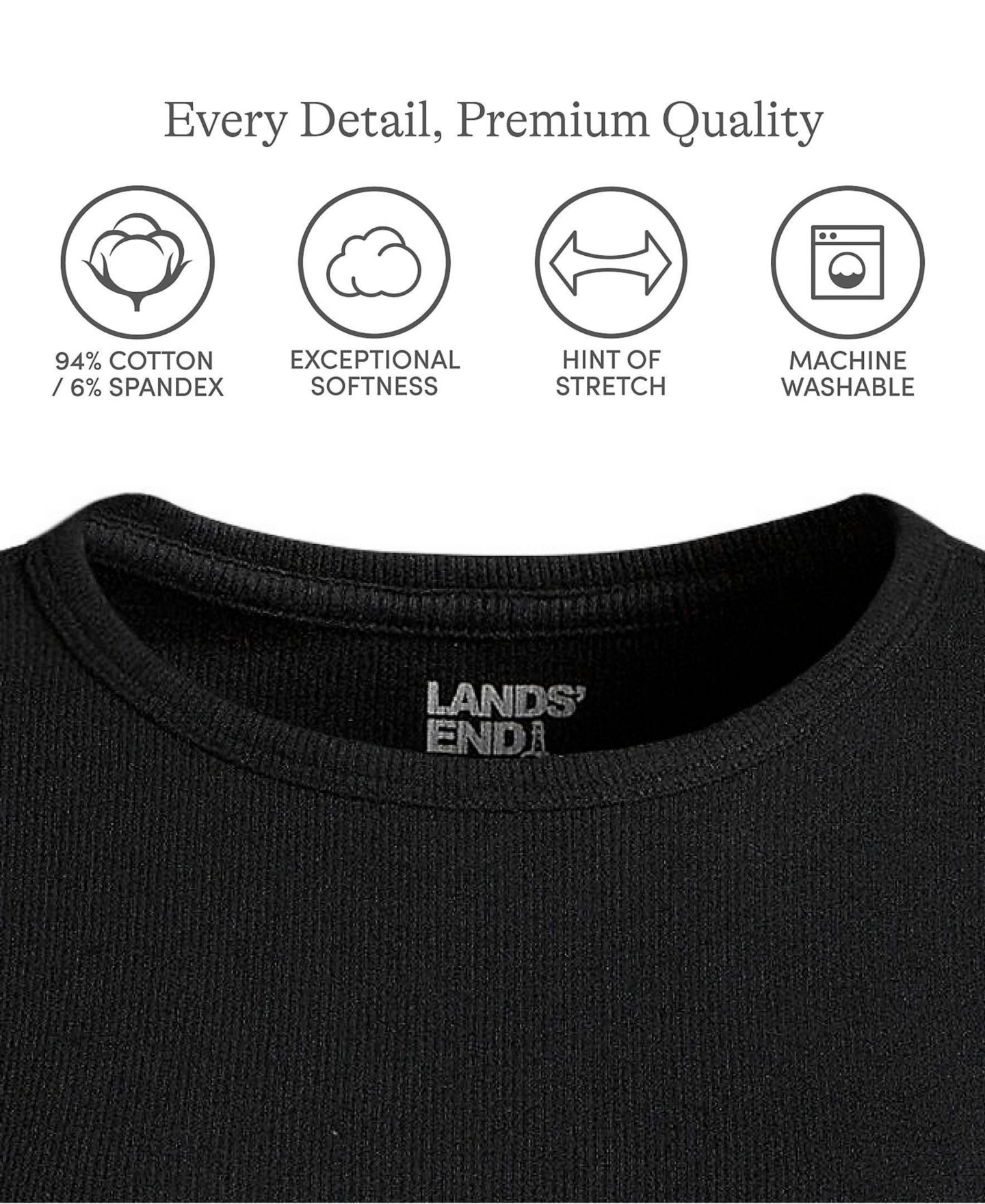 Женская футболка Lands' End Cotton Rib, цвет: Чёрный — фото 3