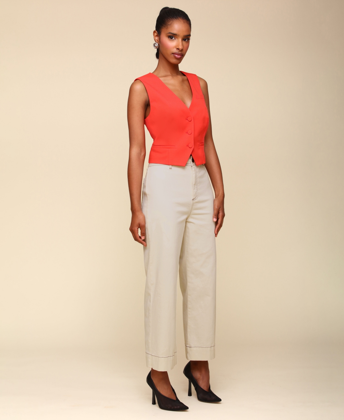 Avec Les Filles Women's Patch-Pocket Cropped Wide-Leg Pants