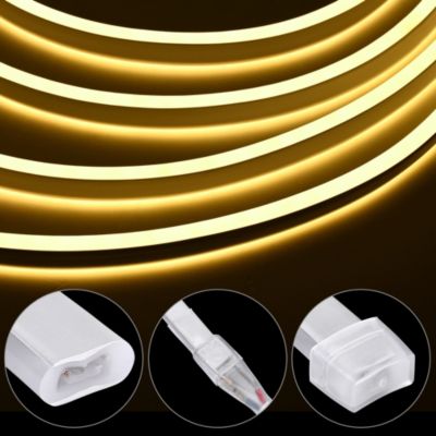 150FT Remote Control AC 110V IP65 Waterproof Cuttable Dimmable Flexible DIY DEL-D150W Warm White Neon Rope Lights