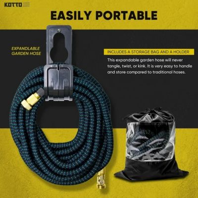 100' Expandable Water Garden Hose: 10 Spray Nozzles, Solid Brass Connector, Leak-Proof Design