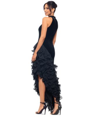 Betsy & Adam Women's Velvet Ruffled-Trim Dress