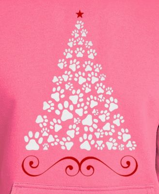 Men's Paw Christmas Tree Word Art Hooded Sweatshirt