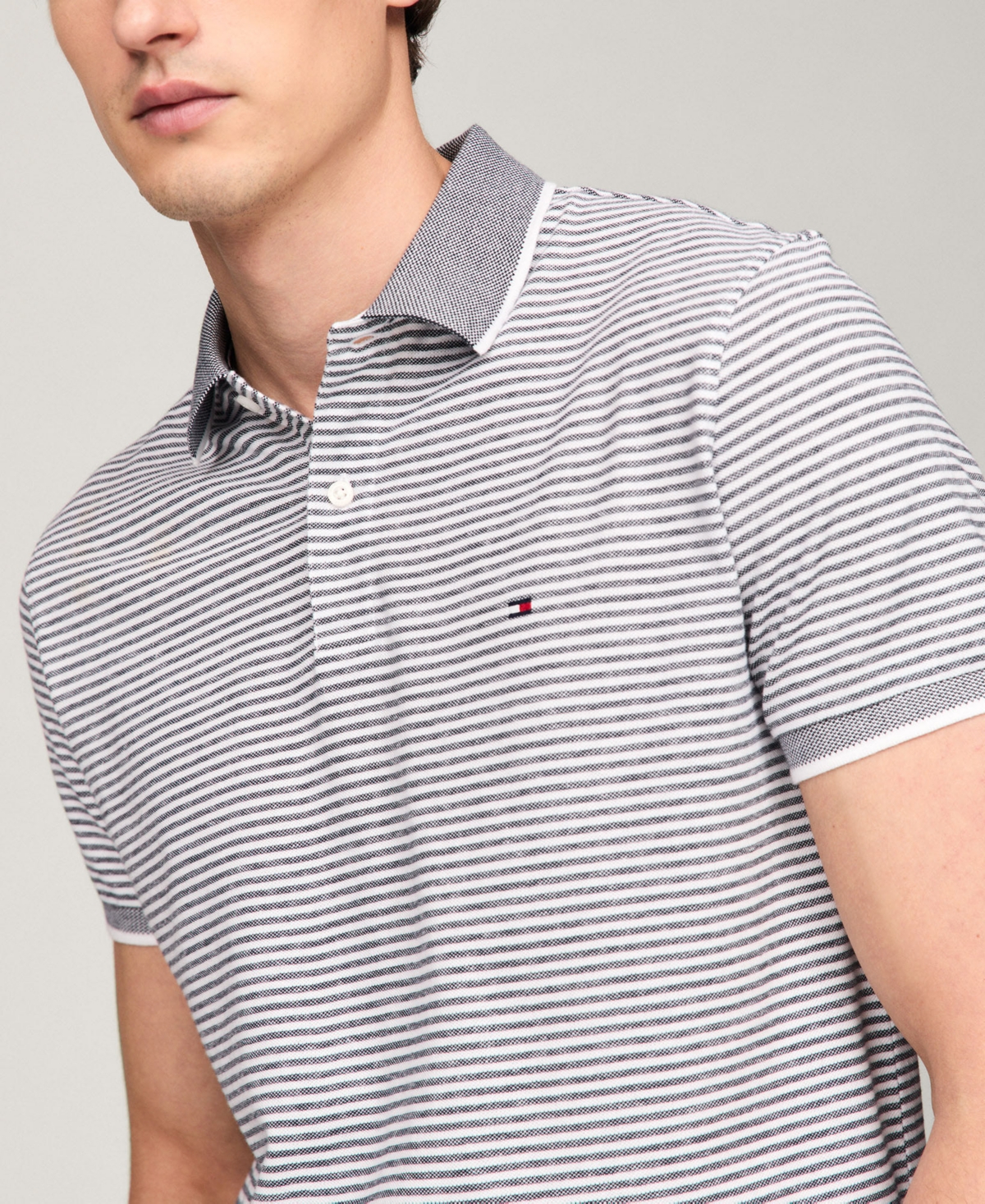 Tommy Hilfiger Men's Regular-Fit Tipped Linen Polo Shirt -/ Desert Sky