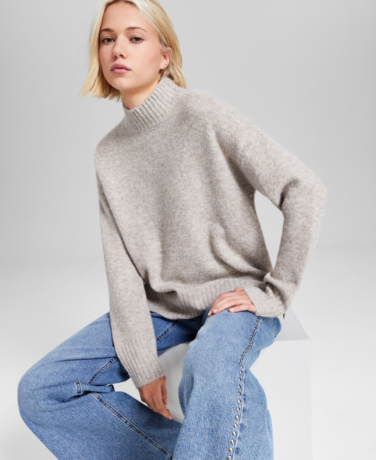 AND NOW THIS WOMEN'S MOCK-NECK LONG-SLEEVES TUNIC SWEATER, CREATED FOR MACY'S 