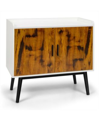 Wood 32" Sideboard Buffet Storage Cabinet with 2 Doors & Metal Legs Accent Cabinet