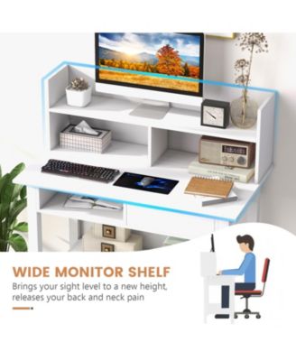 Home Office Computer Desk with Storage Shelves and Drawer Ideal for Working and Studying