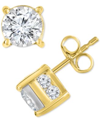 Macy's - Diamond Side Halo Stud Earrings (5/8 ct. t.w.) in 14k Gold