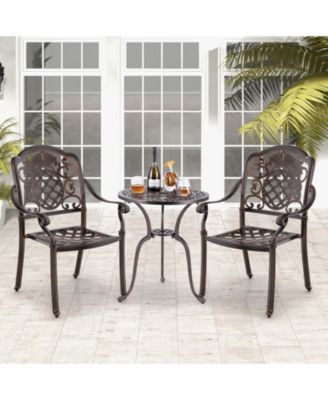 Patio Dining Chairs – 2 Pc, Cast Aluminum, Metal Armchairs, Stackable Design, Outdoor Furniture for Garden or Patio