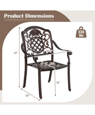 Patio Dining Chairs – 2 Pc, Cast Aluminum, Metal Armchairs, Stackable Design, Outdoor Furniture for Garden or Patio