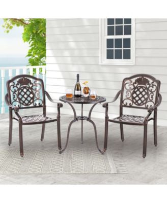 Patio Dining Chairs – 2 Pc, Cast Aluminum, Metal Armchairs, Stackable Design, Outdoor Furniture for Garden or Patio