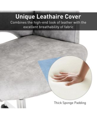 Adjustable Hollow Mid Back Leisure Office Chair with Armrest-Gray