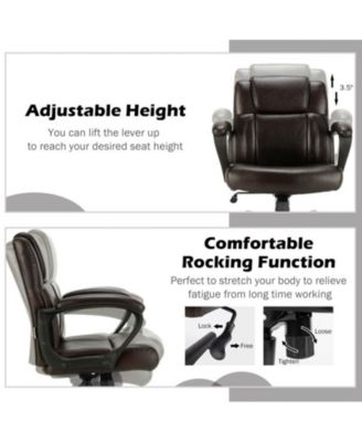 1 PC Adjustable Leather Executive Office Chair Computer Desk Chair with Armrest