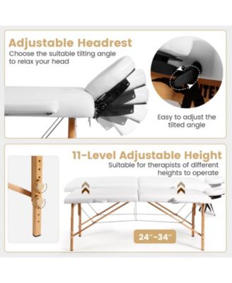 Portable Adjustable Facial Spa Bed with Carry Case-White