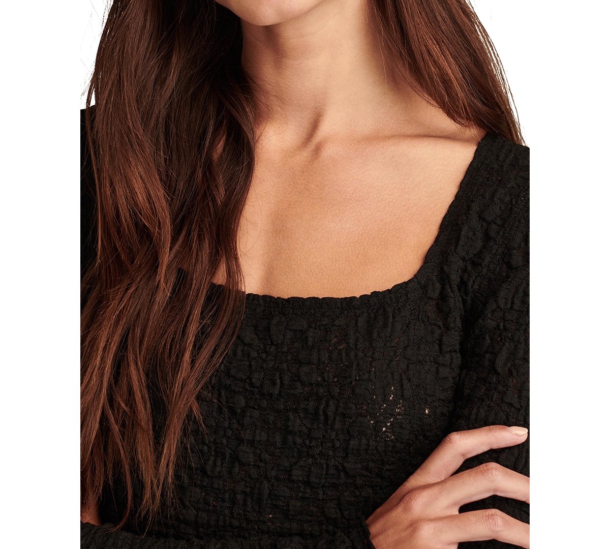 Lucky Brand Women's Textured-Lace Square-Neck Top
