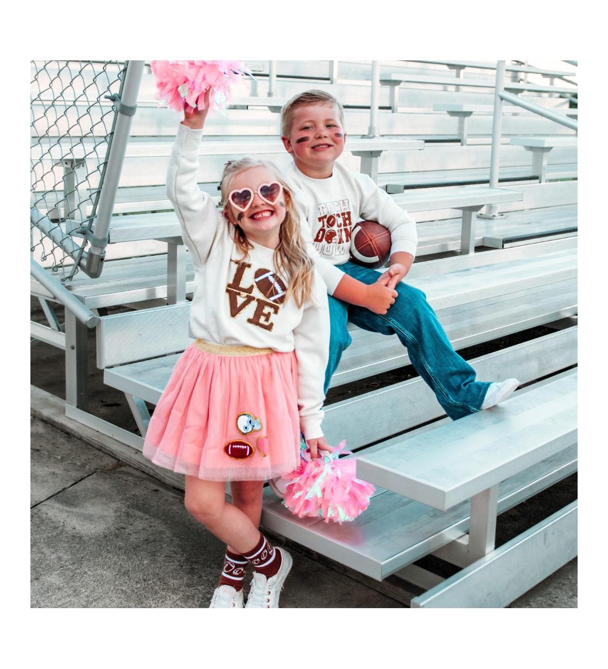 Sweet Wink Toddler Girls Football Love Patch Sweatshirt