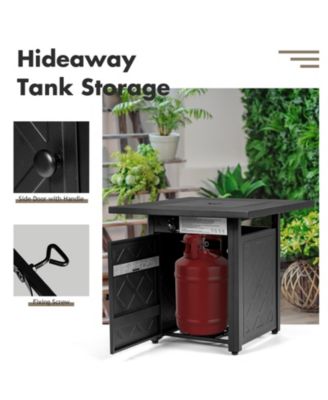 28 Inch Propane 50 000 BTU Patio Square Gas Fireplace with Lava Rock-Black