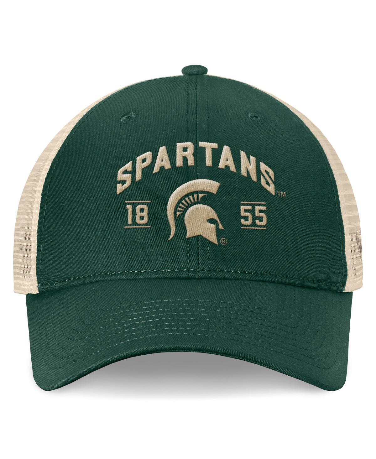 Top Of The World Men's Green Michigan State Spartans Heritage Waylon Trucker Adjustable Hat In Green,natural