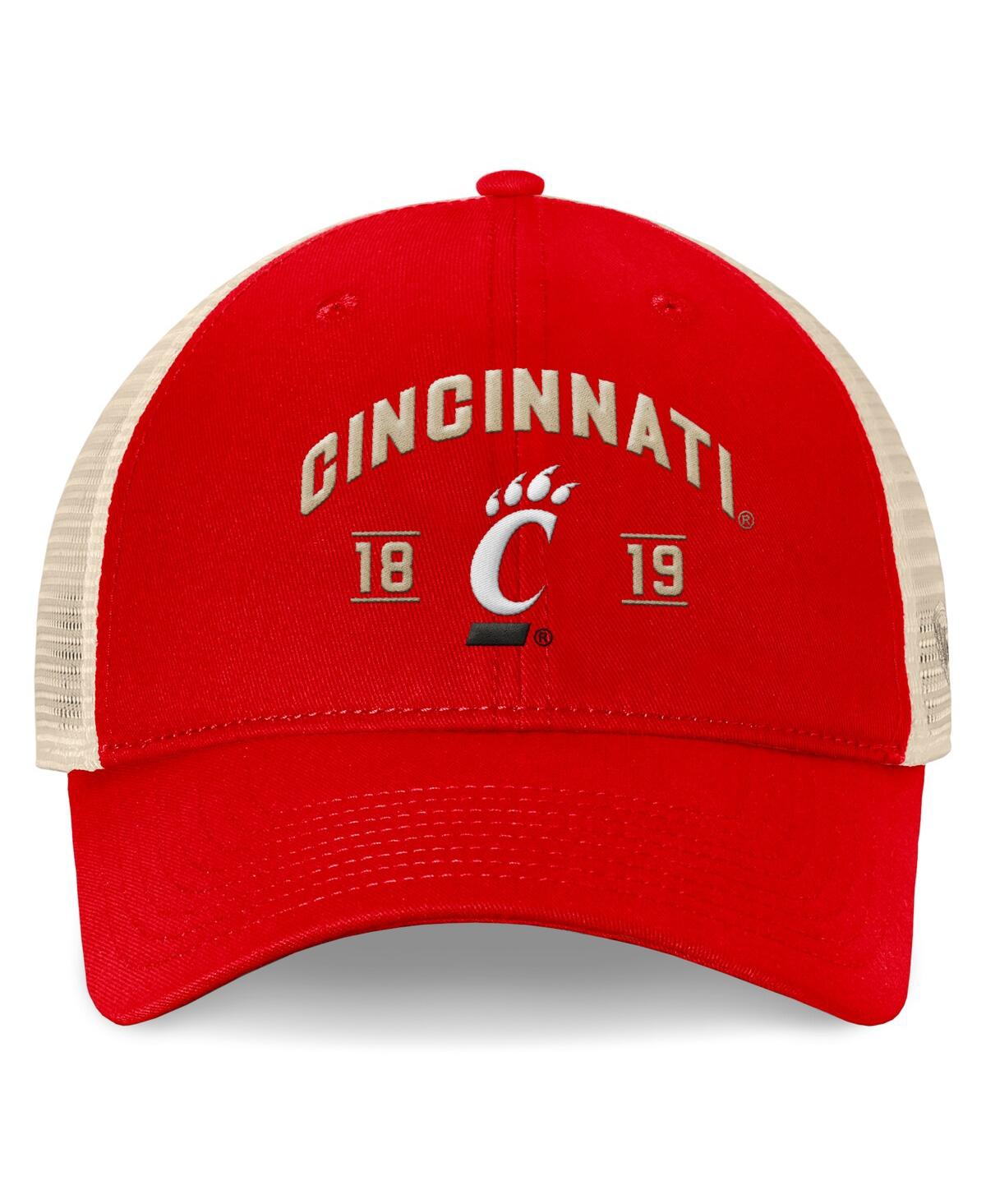 Top Of The World Men's Red Cincinnati Bearcats Heritage Waylon Trucker Adjustable Hat In Red,natural